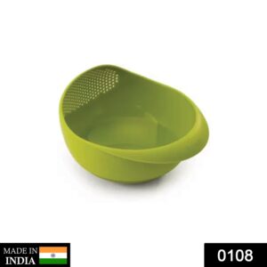 0108 Kitchen Plastic big Rice Bowl Strainer Perfect Size for Storing and Straining