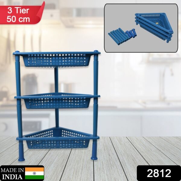 2812 Triangle Storage Plastic 3-Tier  Rack Shelf For Kitchen, Living Room, Bathroom, Office