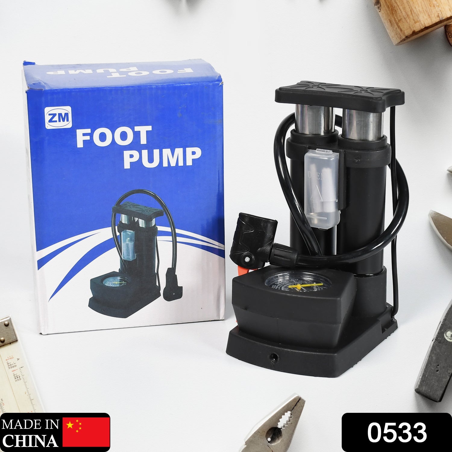 01_207d894e-92ca-49dd-864e-3e027722cbd7 0533 Portable Mini Bike Pump/Cycle Pump Foot Activated with Gauge Floor Bicycle Pump & Cycle Pump