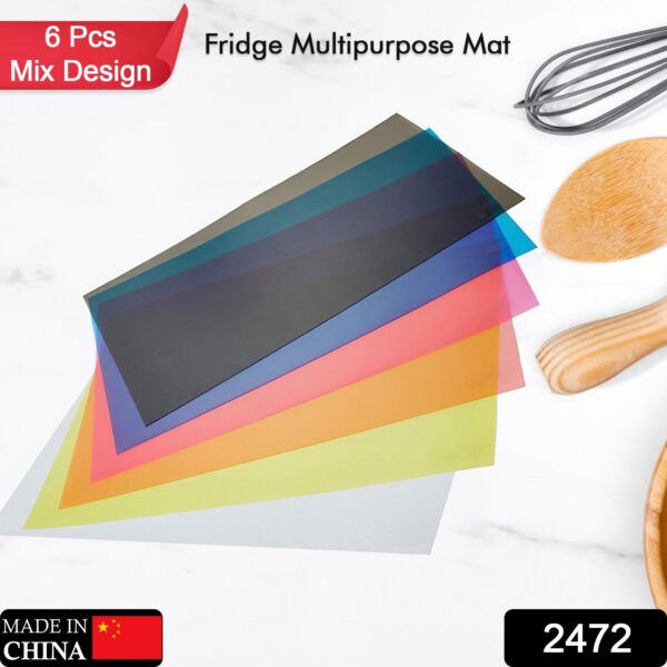 2472 Fridge Multipurpose Mat Plastic Flexible Mat | Anti-Slip Refrigerator Mat |  Drawer Mat/ Place mat Set / Fridge Mat ( Set of 6 )