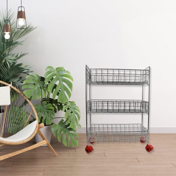 5360 Stainless Steel Fruit & Vegetable Stand Kitchen Trolley 3 TIER KITCHEN TROLLEY / Fruit Basket / Vegetable Stand for Storage / Onion potato rack for kitchen / Vegetable rack for kitchen