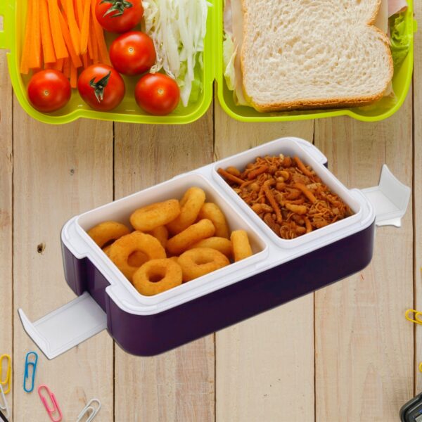 5332 AIRTIGHT LUNCH BOX 2 COMPARTMENT LUNCH BOX LEAK PROOF FOOD GRADE MATERIAL LUNCH BOX MODERN APPEARANCE & COMPACT LUNCH BOX WITH SPOON