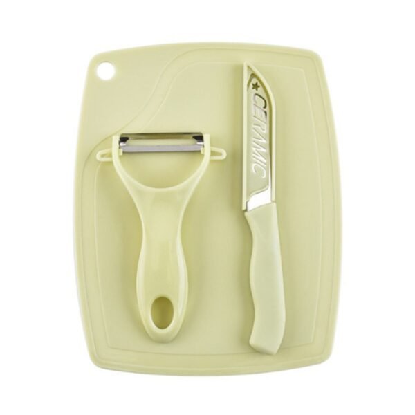 5207 Plastic Kitchen Peeler - Green & Classic Stainless Steel 3-Piece Knife Set Combo