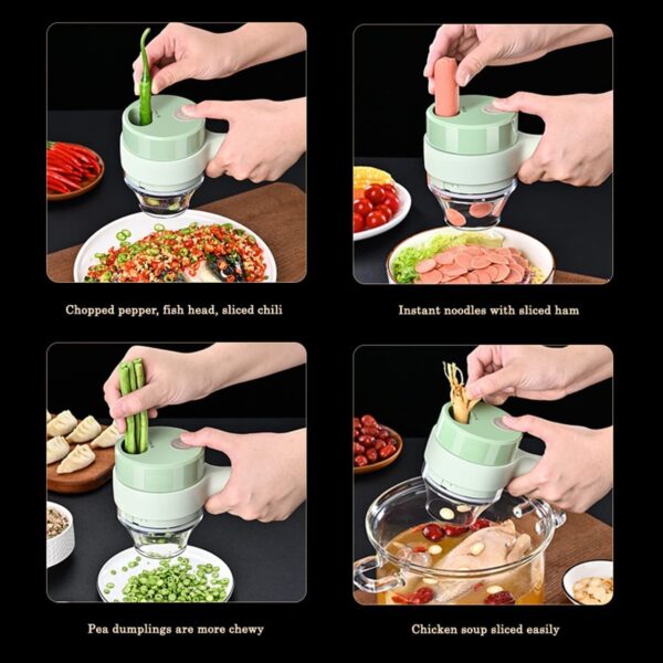 0142A  4 IN 1 ELECTRIC HANDHELD COOKING HAMMER VEGETABLE CUTTER SET ELECTRIC FOOD CHOPPER MULTIFUNCTION VEGETABLE FRUIT SLICER