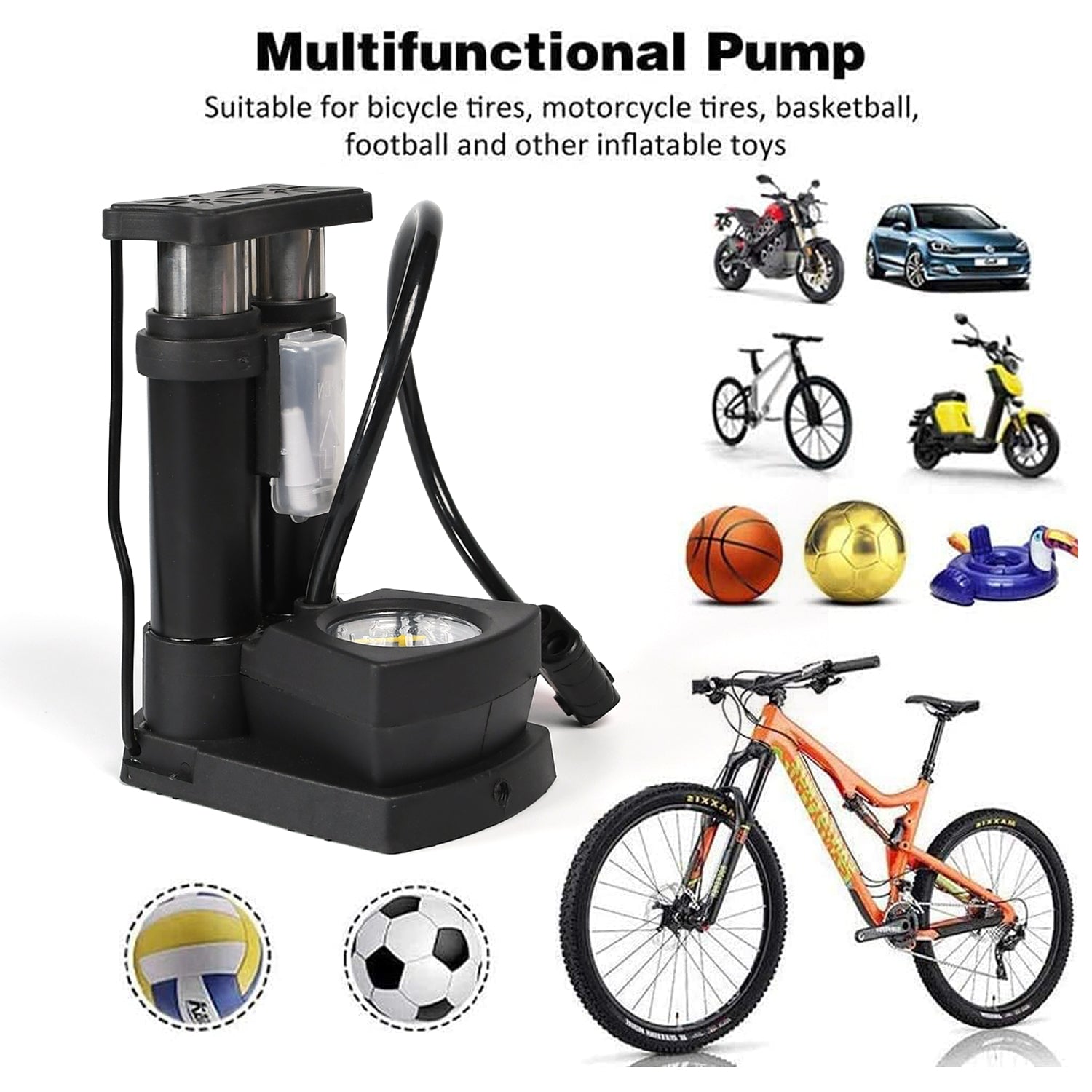 03_caf599e6-a758-4857-ac24-66f79f90955d 0533 Portable Mini Bike Pump/Cycle Pump Foot Activated with Gauge Floor Bicycle Pump & Cycle Pump