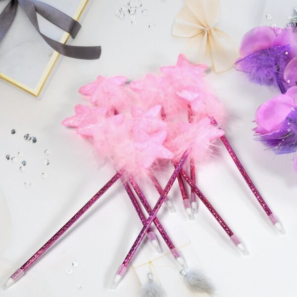 1172 Fashion Rose Flower & Star Design Ball Pen Smooth Writing For Wedding , Events & Multiuse Pen ( Set Of 5pc)