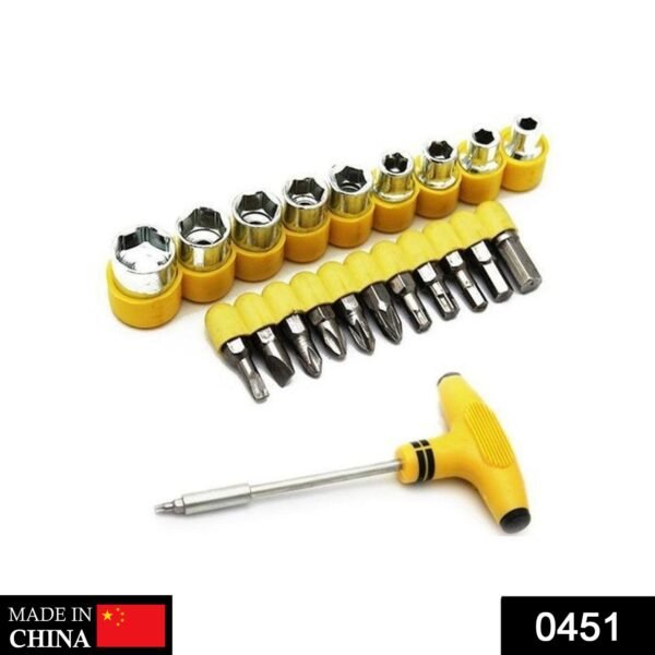 0451 -24pcs T shape screwdriver set Batch Head Ratchet Pawl Socket Spanner hand tools