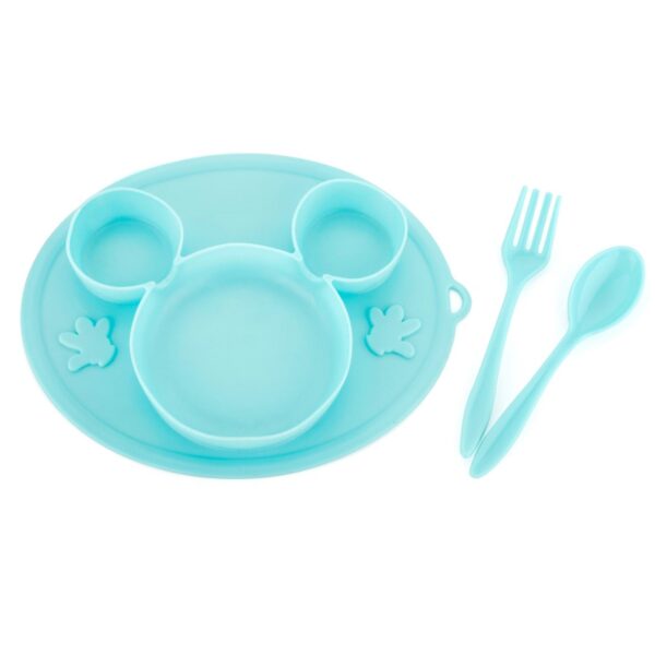 5209 Silicon Micky Plate And 1 Spoon & 1 Fork Card Paking ( 1 Pc Product)