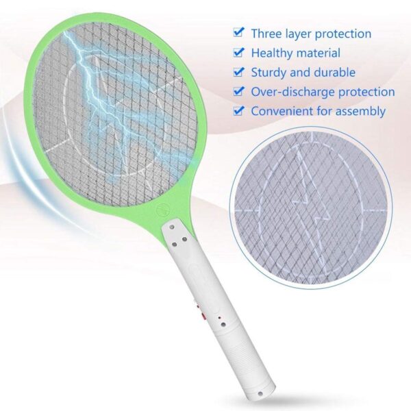 1724 Mosquito Killer Racket Rechargeable Handheld Electric Fly Swatter Mosquito Killer Racket Bat, Electric Insect Killer (Quality Assured) (with cable)