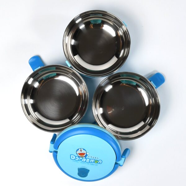 2872A 3 Layer Doraemon Lunch Box Tiffin High Quality Steel Lunch Box  3 Layer Tiffin For School ,Office & Traveling Use