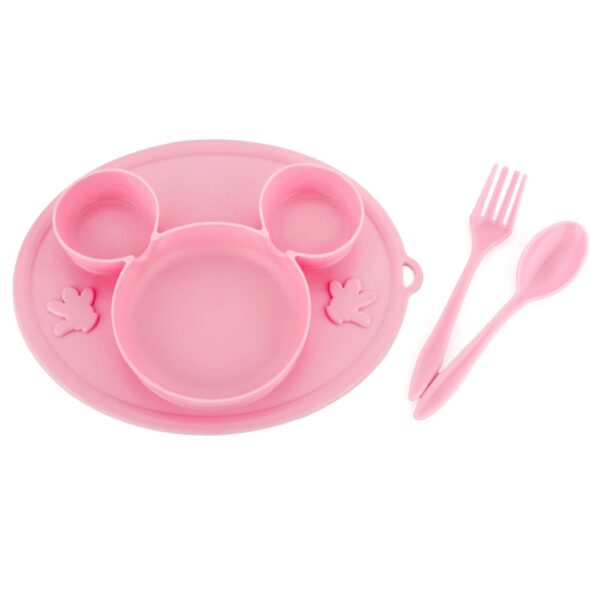 5209 Silicon Micky Plate And 1 Spoon & 1 Fork Card Paking ( 1 Pc Product)