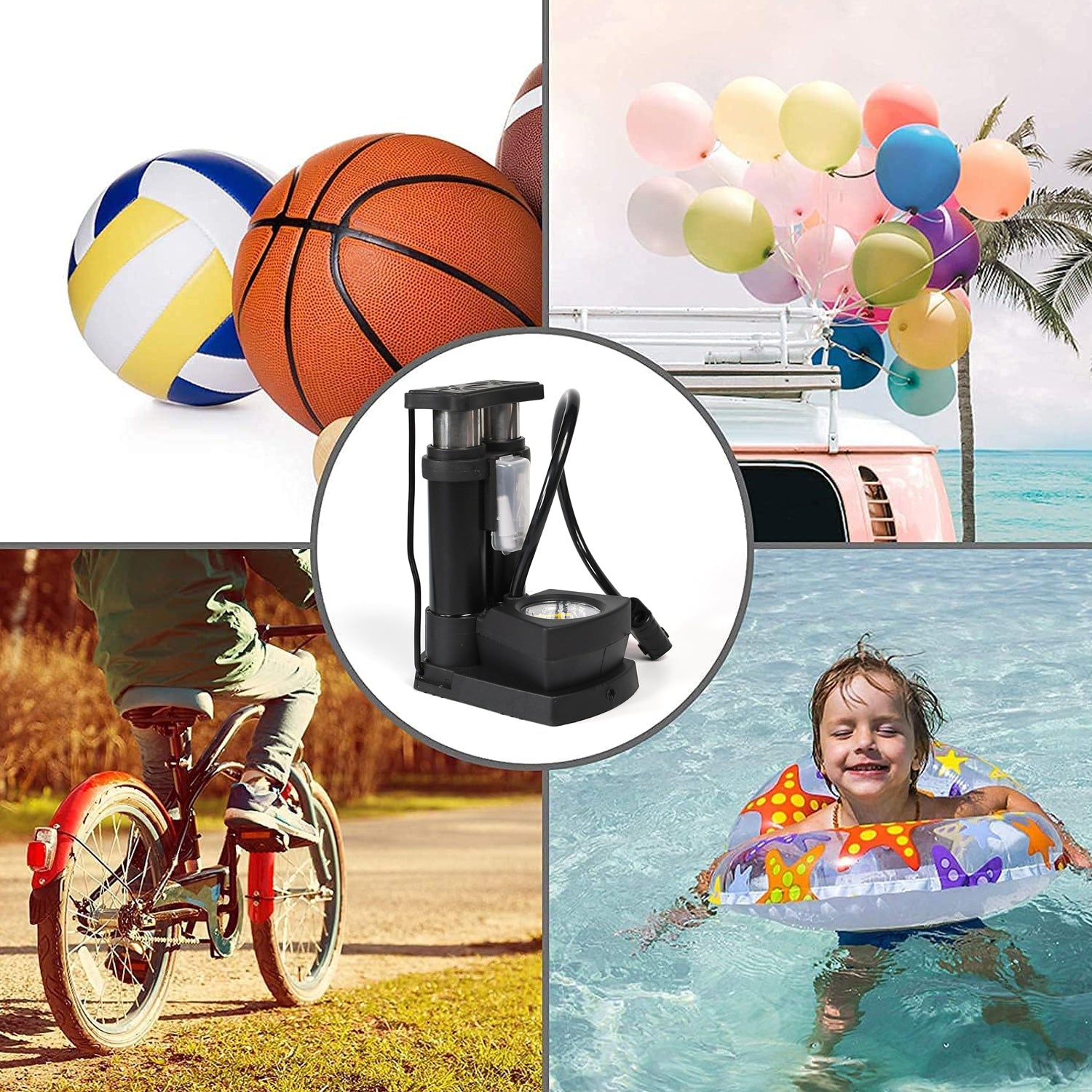 05_64fbd50f-9465-4550-b013-9e3fc72b5e79 0533 Portable Mini Bike Pump/Cycle Pump Foot Activated with Gauge Floor Bicycle Pump & Cycle Pump