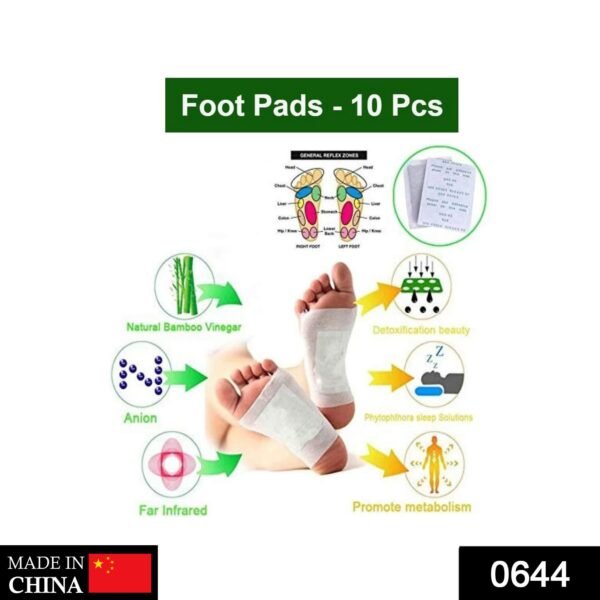 0644 kinoki Cleansing Detox Foot Pads, Ginger & salt Foot Patch -10pcs (Free Size, White)