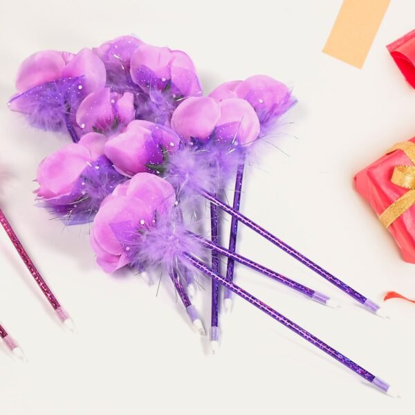 1172 Fashion Rose Flower & Star Design Ball Pen Smooth Writing For Wedding , Events & Multiuse Pen ( Set Of 5pc)