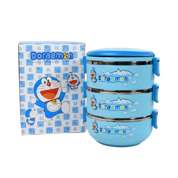 2872A 3 Layer Doraemon Lunch Box Tiffin High Quality Steel Lunch Box  3 Layer Tiffin For School ,Office & Traveling Use