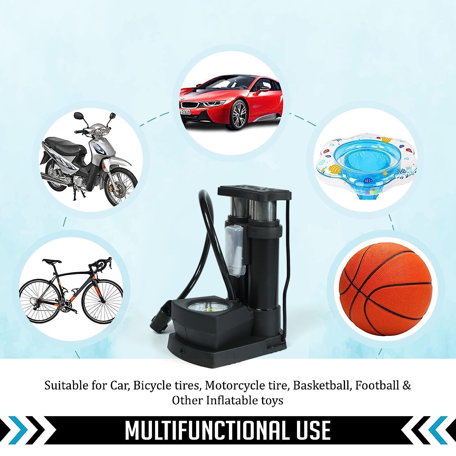 07_c4b518d5-2865-472a-b8e5-0ab344556a9d 0533 Portable Mini Bike Pump/Cycle Pump Foot Activated with Gauge Floor Bicycle Pump & Cycle Pump