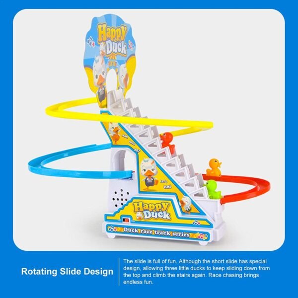 4480  Ducks Climb Stairs Toy Roller Coaster, Electric Duck Chasing Race Track Set, Fun Duck Stair Climbing Toy with Flashing Lights Music and 3 Ducks, Small Ducks Climbing Toys