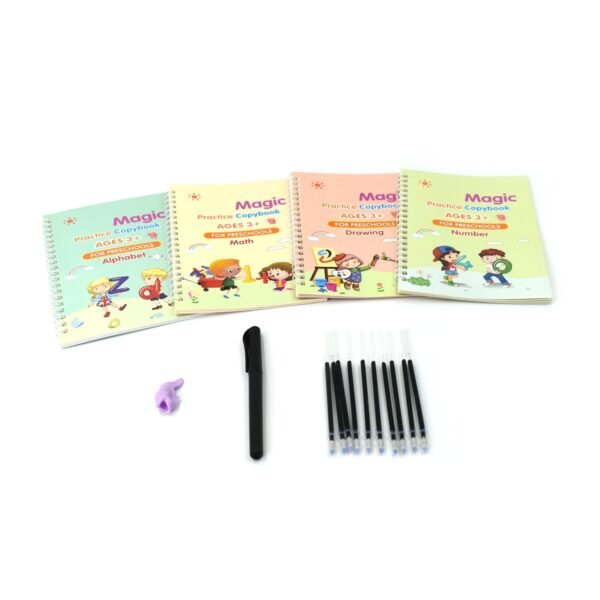 8075 4 Pc Magic Copybook widely used by kids, childrenâ€™s and even adults also to write down important things over it while emergencies etc .