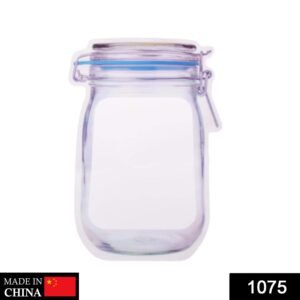 1075 Reusable Airtight Seal Plastic Food Storage Mason Jar Zipper (1000ml)