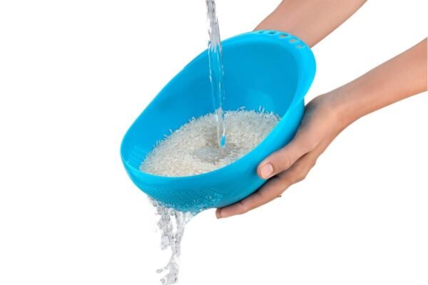 0081A Multi-Function with Integrated Colander Mixing Bowl Washing Rice, Vegetable and Fruits Drainer Bowl-Size: 21x17x8.5cm