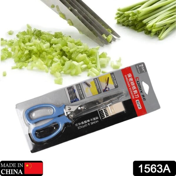 1563A MULTIFUNCTION VEGETABLE STAINLESS STEEL HERBS SCISSOR WITH 5 BLADES