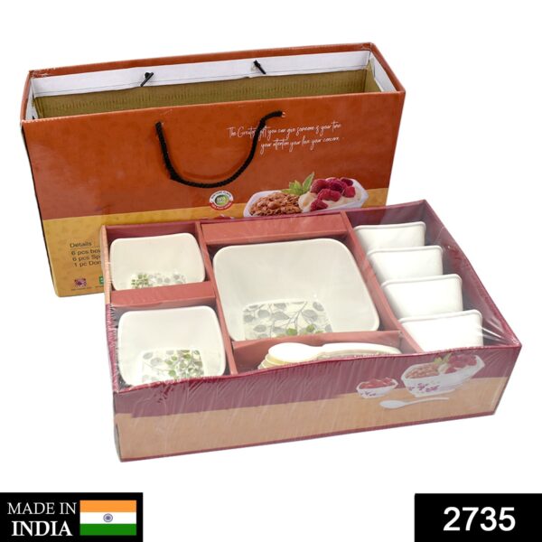 2735 13 Pc Pudding Set used as a cutlery set for serving food purposes and sweet dishes and all in all kinds of household and official places etc.