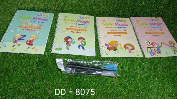 8075 4 Pc Magic Copybook widely used by kids, childrenâ€™s and even adults also to write down important things over it while emergencies etc .