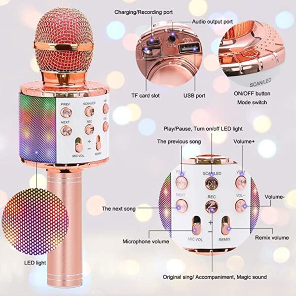 6438 Wireless Bluetooth Recording Condenser Handheld Microphone Bluetooth Speaker Audio Recording Karaoke with Mic (Multicolor 1 Pc)