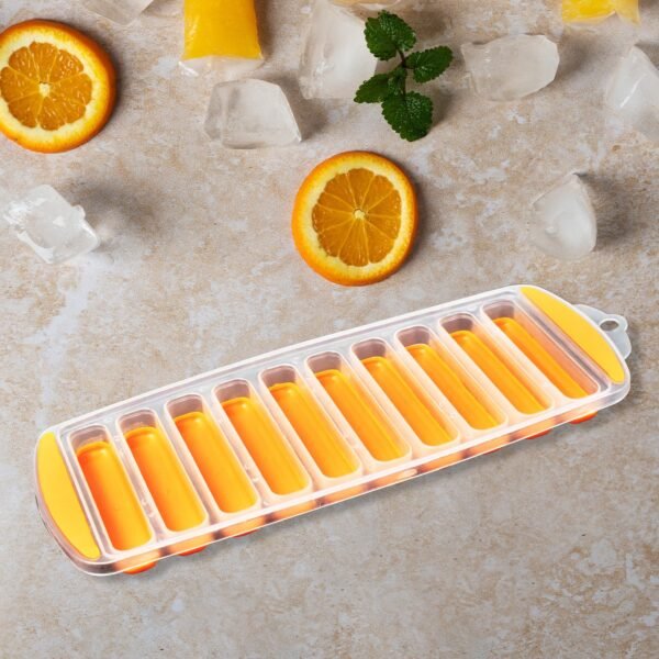 7166 Water Bottle Long Stick Ice Cube Trays with Easy Push Pop Out Narrow Ice Stick Cubes Assorted Color Silicone Bottom Ice Stick Tray