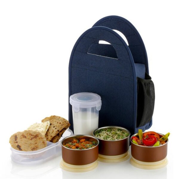 0128 Steel Lunch Box Set (5 pcs, Black) Sky-Angle