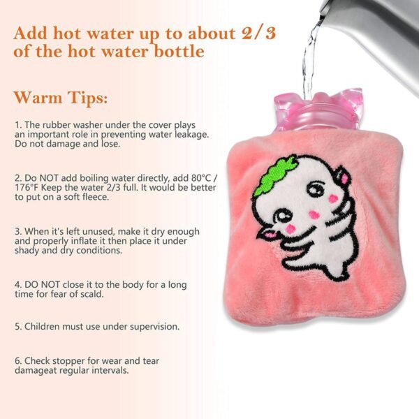 6532 Pink Cartoon small Hot Water Bag with Cover for Pain Relief, Neck, Shoulder Pain and Hand, Feet Warmer, Menstrual Cramps.