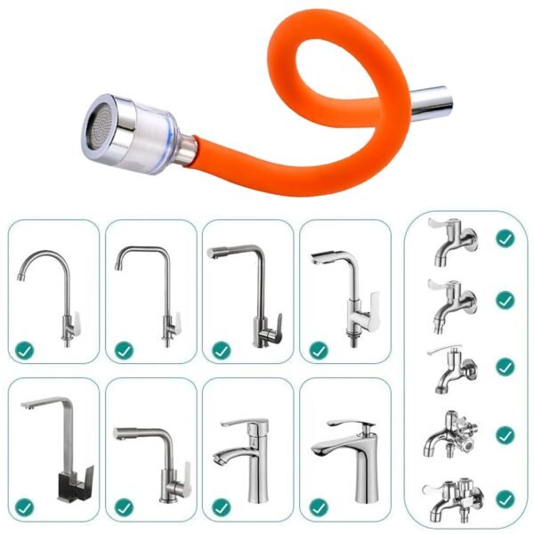 9087b Flexible Water Tap Extender, Universal Foaming Extension Tube with Connector, 360 Free Bending Faucet Extender, Adjustable Sink Drain Extension (46cm)