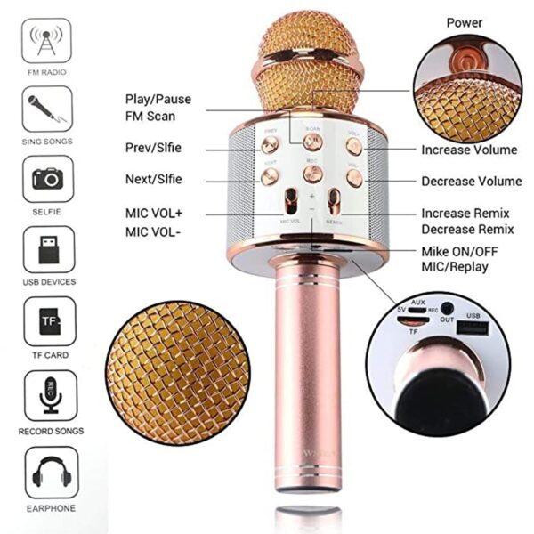 6438 Wireless Bluetooth Recording Condenser Handheld Microphone Bluetooth Speaker Audio Recording Karaoke with Mic (Multicolor 1 Pc)