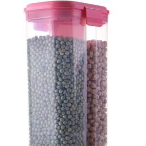 2147 Plastic 2 Sections Air Tight Transparent Food Grain Cereal Storage Container (2000ml)