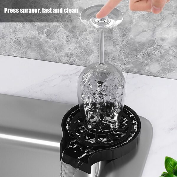 2232 Automatic Cup Washer or Glass Rinser for Kitchen Sink, Black Kitchen Sink Cleaning Spray Cup Washer, Bar Glass Washer.