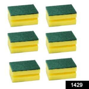 1429 Scrub Sponge 2 in 1 PAD for Kitchen, Sink, Bathroom Cleaning Scrubber (6 pc)