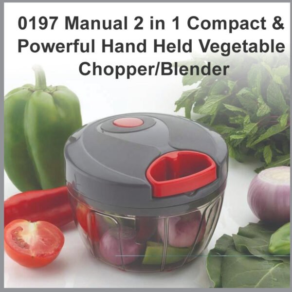 0197 Manual 2 in 1 Compact & Powerful Hand Held Vegetable Chopper/Blender