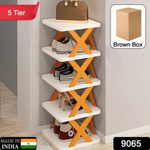 9065   5 Layer Shoes Stand, Shoe Tower Rack Suit for Small Spaces, Closet, Small Entryway, Easy Assembly and Stable in Structure, Corner Storage Cabinet for Saving Space